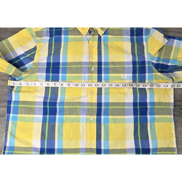 Chaps Shirt Mens L Large Yellow Plaid Easy Care SS Button Up‎ - Picture 7 of 11